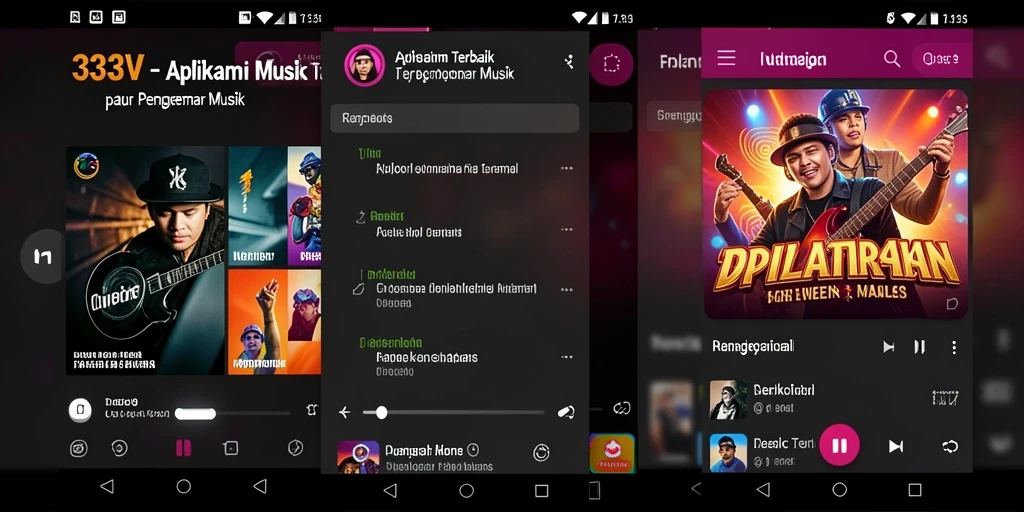 Tampilan screenshot <strong>333V</strong> menunjukkan antarmuka musik yang menarik dan mudah digunakan.