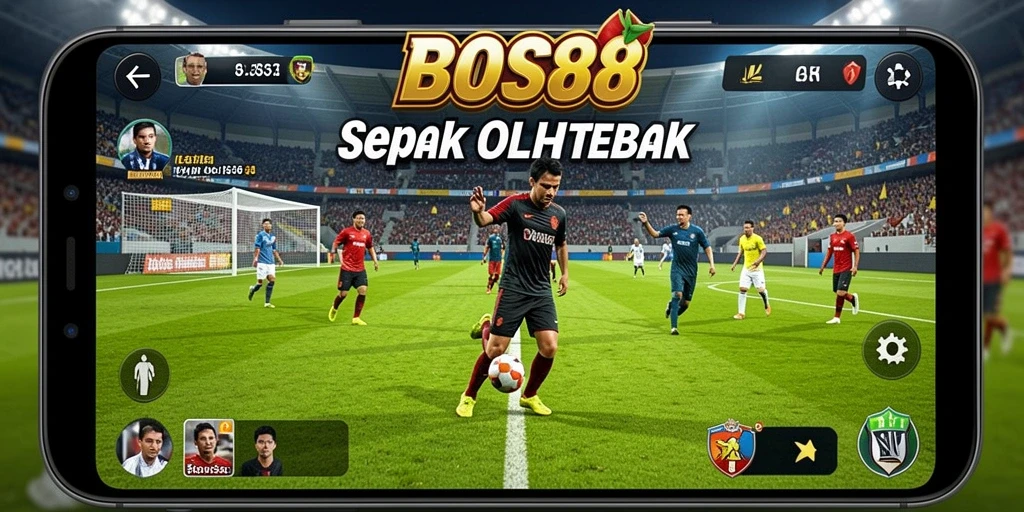Tampilan gameplay BOS88 yang menarik dengan aksi sepak bola nyata.