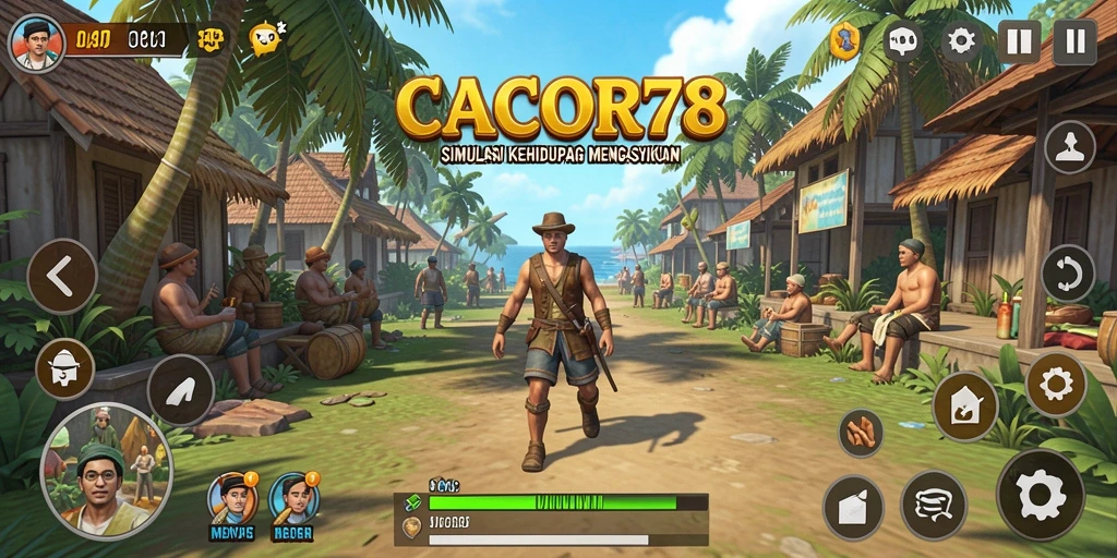 Screenshot utama CACOR78 menampilkan gameplay simulasi kehidupan yang menarik.