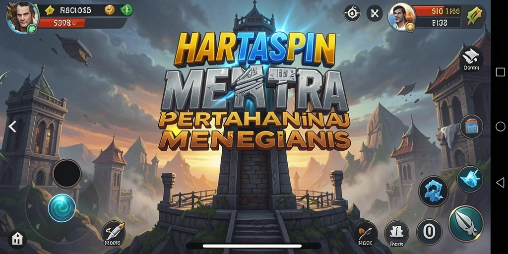 Tampilan gameplay seru dengan menara dan gelombang musuh di HARTASPIN.