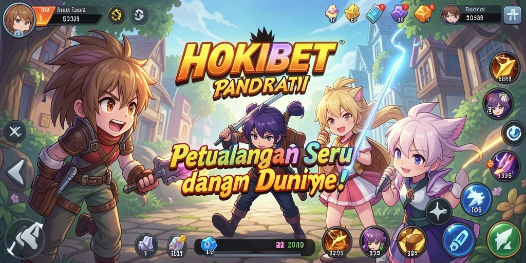 Tampilan gameplay HOKIBET yang menampilkan karakter anime beraksi.