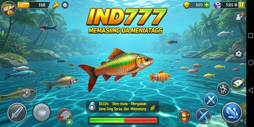 Screenshot gameplay IND777 yang menampilkan aktivitas memancing yang seru.