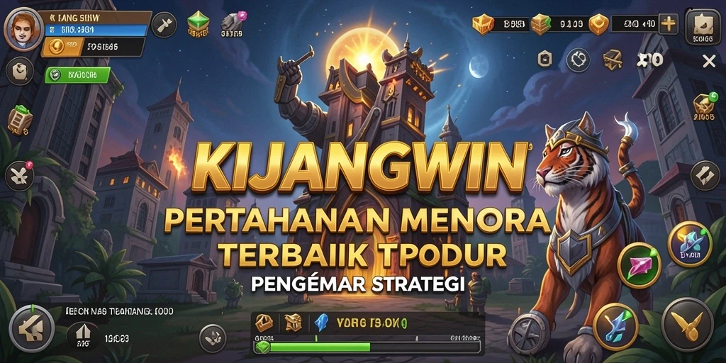 Tangkapan layar gameplay menegangkan di KIJANGWIN, menunjukkan strategi Tower Defense.