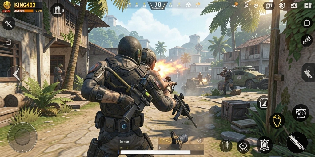 Tampilan seru dari gameplay KING403 saat pertempuran intens.