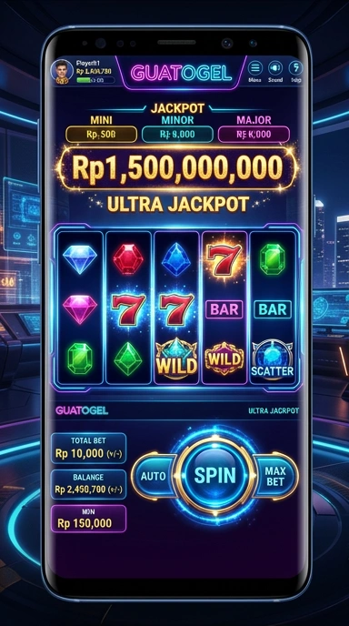 Tampilan antarmuka utama aplikasi guatogel yang menarik.